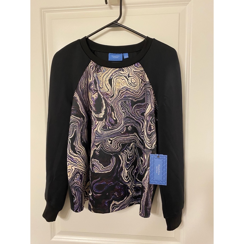 Vera Wang Black Casual Top, Women’s Size L NWT